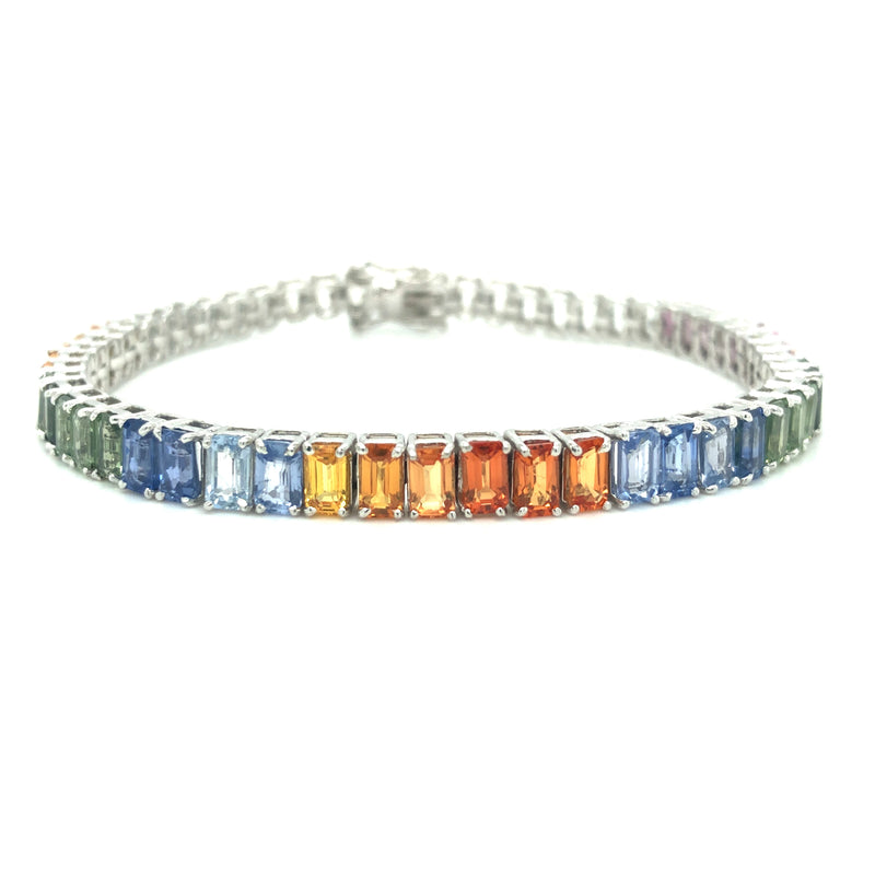 Rainbow Sapphire Tennis Bracelet – Solitaire Jewels